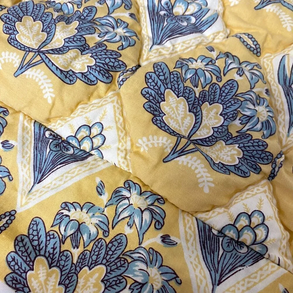 CHAMBERS Euro Sham Luxury Pillow Cover Quilted Cotton Yellow Blue French Country